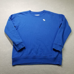 Abercrombie & Fitch Sweatshirt Boys Kids Size 15/16 L Blue Crewneck Moose Logo